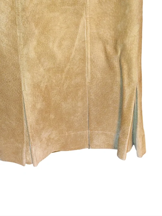 Loft Beige Suede Pleated Hem Skirt Women's Size 6    50 - Picture 6 of 14